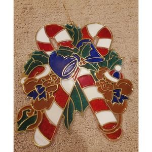 Vintage Crystalline Window Decor Stained Glass-look Plastic Christmas Ornament